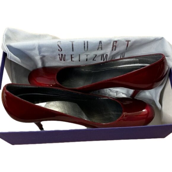 Stuart Weitzman Women’s Ruby Red Patent Leather Heels (Size 9.5 N) - Picture 1 of 11